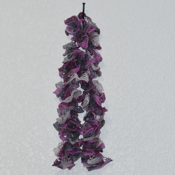 Homemade Purple and Grey Ruffle Scarf - Picture 2 of 2